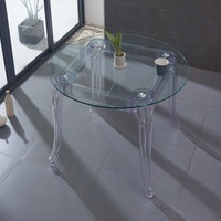 Table moderne ronde en verre acrylique transparent pour banquet de mariage Table à manger à vendre