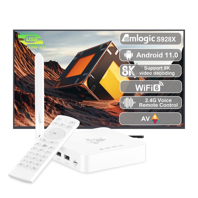 IHOMEMIX Newest AI TV BOX H96 MAX M12 Android 11 Amlogic S928X 8K AV1 Wifi 6 Upgrade 720p/1080p Video to 4K Set Top Box