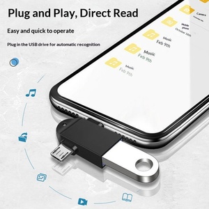 Adaptador USB 3.0 a Micro USB Tipo C 2 en 1, Convertidor OTG con Cordón Negro - Product Image 2