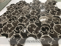 Meilleure vente de mosaïque en marbre à jet d'eau avec veinage de bois gris de couleur mélangée
