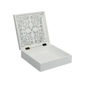 수제 나무 보석 장신구 상자 레이저 컷 직사각형 주최자 개인화 된 디자인 다목적 유품 보관 나무 상자
