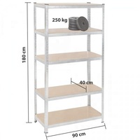 Étagère de rangement en acier réglable à 5 niveaux, 250 kg, revêtement en poudre, couleur personnalisée, capacité de 275 kg pour entrepôt, supermarché, rayonnage