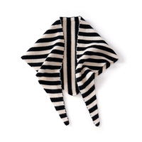 Écharpe en cachemire 100% pour femmes, nouvelle collection automne-hiver, écharpe triangulaire tricotée à rayures pour femmes