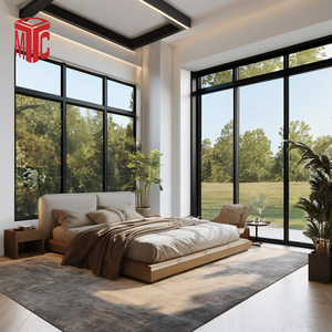 Fenêtres et portes en aluminium pour maison résidentielle au design moderne, grandes fenêtres à double vitrage, porte battante en acier inoxydable, moustiquaire magnétique horizontale - Product Image 1