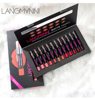 Langmanni 12PCs Matte Lipstick Set Kit Venta al por mayor Barato Cosméticos de larga duración que no dejan marcas a prueba de agua