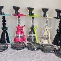 Chicha arabe en métal givré, ensemble complet avec accessoires en acrylique, style moderne multicolore