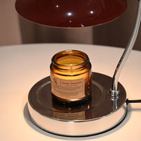 LANJO Lampe chauffe-bougie électrique artisanale pour bougies en pot, avec minuterie, variateur d'intensité, luminosité réglable, corps de lampe entièrement métallique, pour table