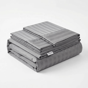 Juego de Ropa de <span class=keywords><strong>Cama</strong></span> de Lujo, Suave, 400 Hilos, Algodón Satinado a Rayas, Color Personalizado, Sábanas Duraderas para Hotel y Hogar - Product Image 1