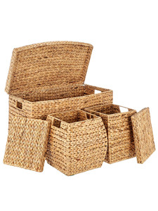 Cesta plegable tejida de jacinto de agua ecológica de alta calidad, tapa multifuncional, organizador para el hogar, decoración de almacenamiento, Vietnam Viet - Product Image 4