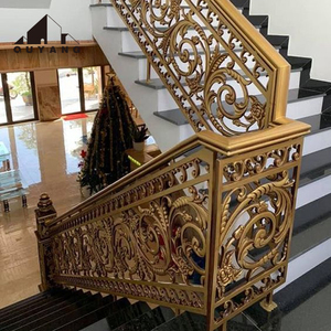 Quyang Biệt Thự Sang Trọng Trang Trí Kim Loại Brass Lan Can Hoàng Gia Lan Can Vàng Màu Brass Lan Can Cho Cầu Thang - Product Image 4