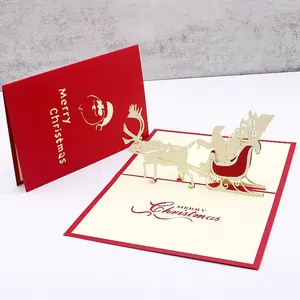 Christmas 3D Pop Up Greeting Card New Design Gift Card Holiday Card Free Sample Kirigami Handicrafts
