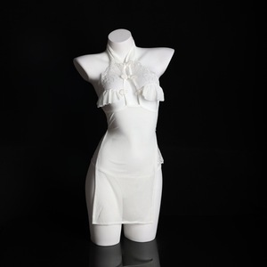 Lencería Sexy Estilo Cheongsam, Body Rojo de Malla Transparente, Disfraz de Mujer, Conjunto para Juego de Roles - Product Image 3