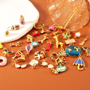 Charmes en émail coloré plaqués <span class=keywords><strong>or</strong></span> 18 carats PVD imperméables, pendentifs en acier inoxydable, fabrication de bijoux DIY pour femmes, bracelet, collier - Product Image 4