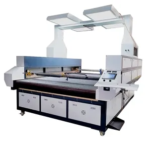 Double heads X axis laser cutting machine 1800x2500mm CCD Camara High Precision 150W auto feeding garment sublimation fabric