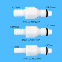 Raccord rapide tout plastique 3/8\" avec embout pour tuyau, valve intégrée, déconnexion rapide médicale, connecteur mâle pour liquide de refroidissement