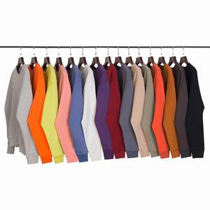 H5555 High Quality Low OEM MOQ Wholesale Custom 345 Gsm Cotton <b>Blends</b> Fleece Lined Crew Neck Sweatshirts - Product Image 2