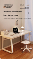Bureau d'ordinateur moderne et durable avec étagère pour salon, bureau d'étude pour étudiant, assemblage simple, plateau en bois, pieds en métal