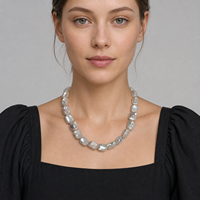 Chaîne de perles baroques carrées blanches de luxe AA+ en perles d'eau douce naturelles de haute qualité pour la fabrication de bijoux en gros