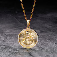 Pendentif religieux en or 18k Zircon cubique chaîne personnalisée vierge marie