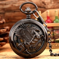 Montre de poche à remontage manuel 47 mm, style rétro, avec cadran numérique et relief de Pégase ajouré, couleur bronze antique, best-seller