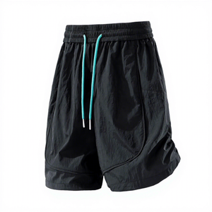 <b>Men</b> <b>Black</b> Quick Dry Drawstring <b>Shorts</b> High Waist Casual Loose Fit With Pockets Solid Color Polyester Sport <b>Shorts</b> - Product Image 1