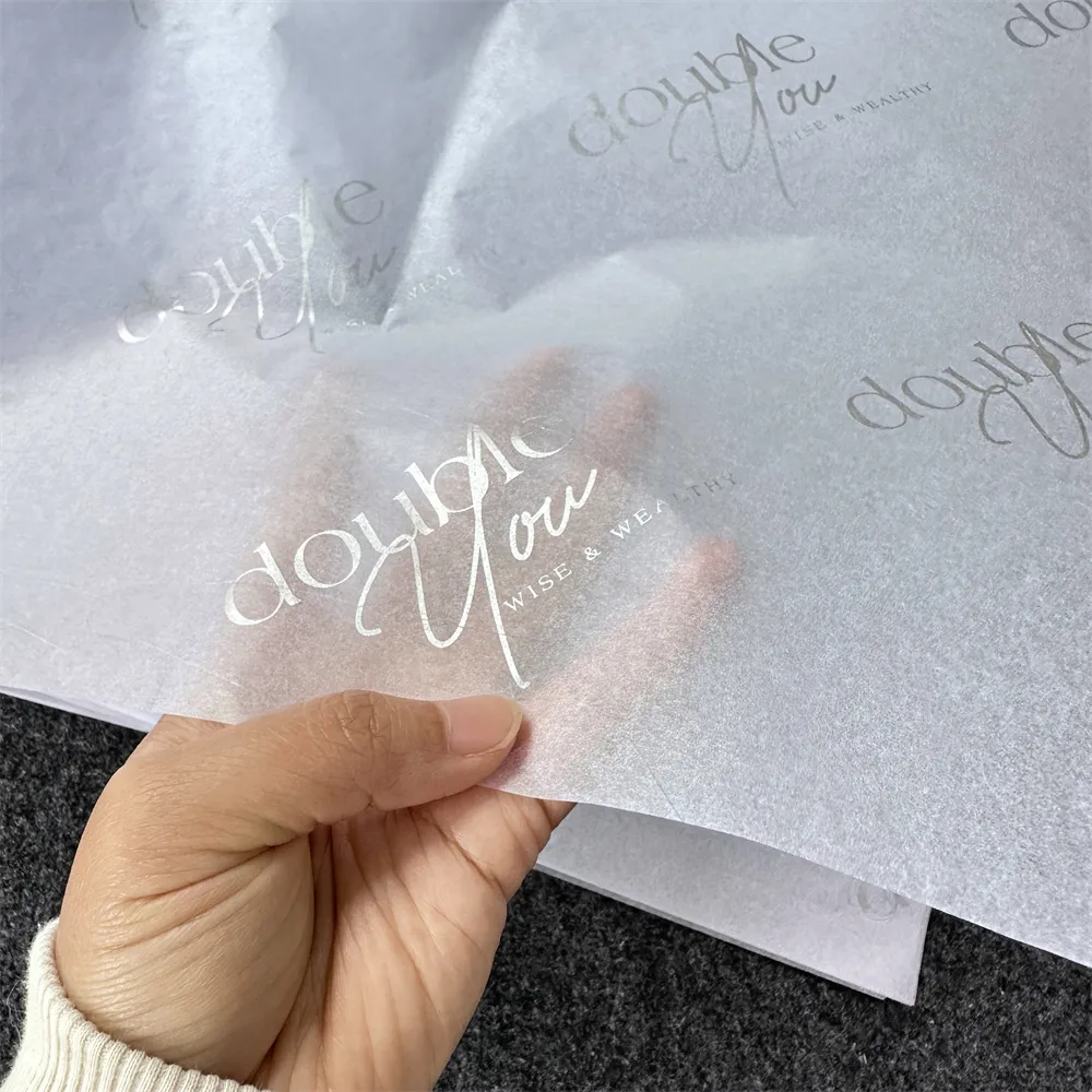 Hot Sale Custom Silver Logo Print Tissue Wrapping Paper For Packaging Clothes Gift