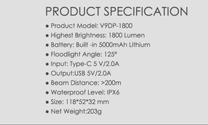 Gaciron V9DP-1800 Lumen Type-C Rechargeable Dual Cree LED Bike Front Light - Mountain & Road Bicycle Cycling Accessories - Product Image 3