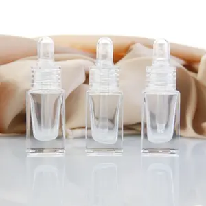 15 мл прозрачная прямоугольная квадратная основа эфирное масло косметическая стеклянная бутылка-капельница с прозрачной пластиковой крышкой-капельницей