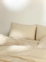 Ensemble de taies d'oreiller rayées 100 % coton lavé, doux, respirant, qualité hôtelière de luxe, 200 fils, poches profondes, tailles Standard, Queen, King pour la maison