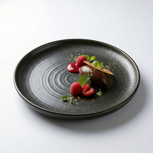 Platos de porcelana reactivos <span class=keywords><strong>para</strong></span> Catering, platos de cena de cerámica redondos de alta calidad <span class=keywords><strong>para</strong></span> restaurante y Hotel, color negro - Product Image 1