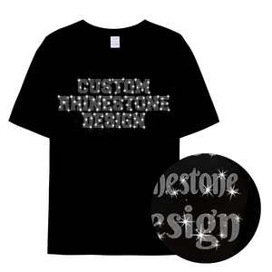 T-Shirt Nera Personalizzata di Alta Qualità con Strass Colorati e Diamanti, Stampa Serigrafica Premium - Product Image 3