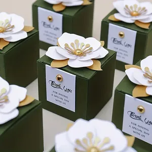 Scatola per Caramelle Personalizzabile in Carta Laminata Lucida Goffrata, Scatolina per Cioccolatini a Forma di Fiore, Bomboniere in Gelatina per Matrimoni e Feste, Contenitore per Alimenti - Product Image 2