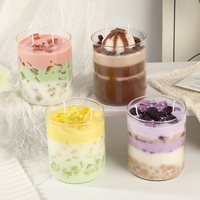 Bougie parfumée en cire de soja personnalisée, 8*10cm, pot en verre, forme de dessert, pour la maison, l'hôtel, le bureau, la décoration aromathérapeutique
