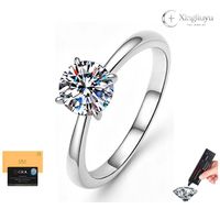 Bague en argent massif S925 certifiée GRA avec moissanite pour femme, couleur D, pureté VVS1, taille brillant rond 1CT/2CT/3CT, bague de promesse de mariage