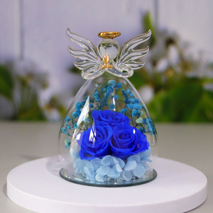 Nueva llegada eterna para siempre eternas <span class=keywords><strong>rosas</strong></span> preservesdas coloridas 3 piezas <span class=keywords><strong>rosas</strong></span> preservadas inmortales en cúpula de cristal de Ángel para el día de la madre - Product Image 5