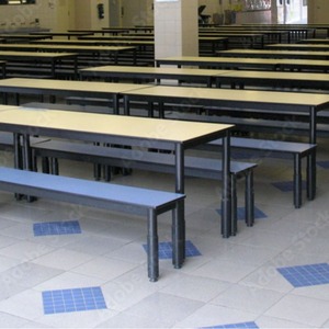 Cafeteria <b>Table</b> And Bench Set Stainless Steel 4 6 8 Person Restaurant Dining Furniture For School Staff Factory Fast Food Use - Product Image 1