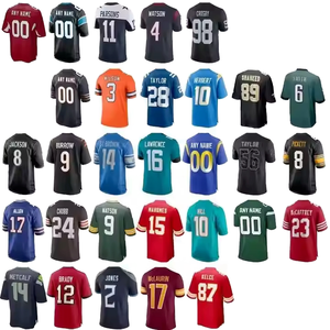 Maillots de football américain personnalisés pour hommes, impression par sublimation, évacuation de l'humidité, 100% polyester, manches courtes, col rond, coupe régulière pour adultes - Product Image 1