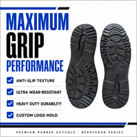 Semelle extérieure en caoutchouc noir durable pour bottes de travail, antidérapante, robuste, fabrication OEM ODM, design personnalisé, série BerryShan