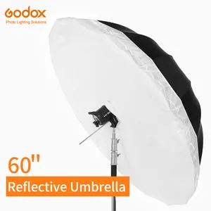 Godox-paraguas reflectante de 60 pulgadas, 150cm, plateado y negro, iluminación de estudio, paraguas con cubierta difusora grande