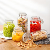 Peut sceller les bouteilles pot de miel carré confiture garde-manger hermétique alimentaire verre stockage cornichon pot avec passoire Flip
