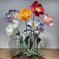 Fleurs de coquelicot en papier organza coloré artificiel groupes fleurs géantes artisanales pour décorations de scène de mariage d'événement