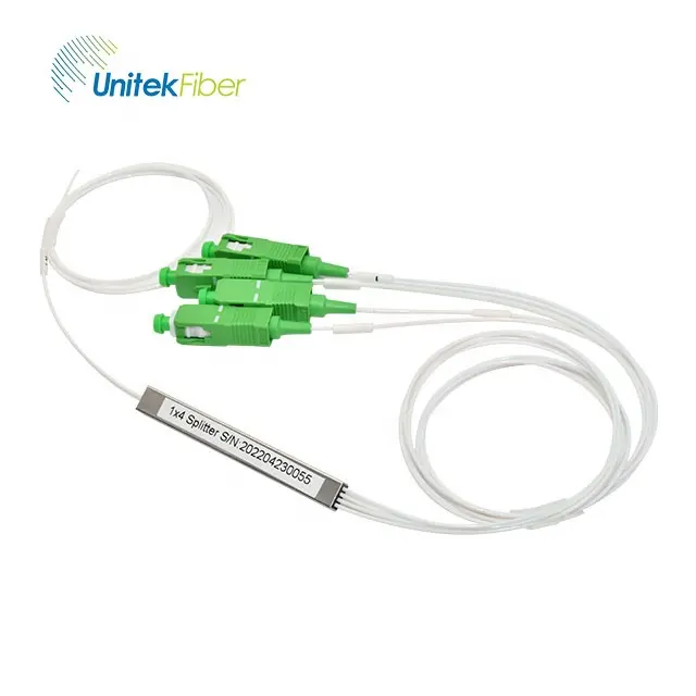 Fabbrica di alta qualità in fibra ottica split in acciaio tubo 1 x4plc splitter scupc plc splitter G657 monomodale in fibra mini plc splitter