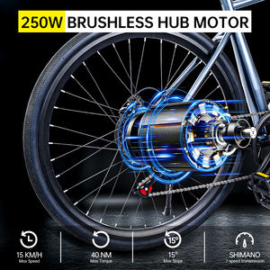 Vélo de route électrique pour <span class=keywords><strong>femme</strong></span> 250W 36V 7.8AH avec cadre en acier à suspension avant et batterie au lithium pour dames - Product Image 4