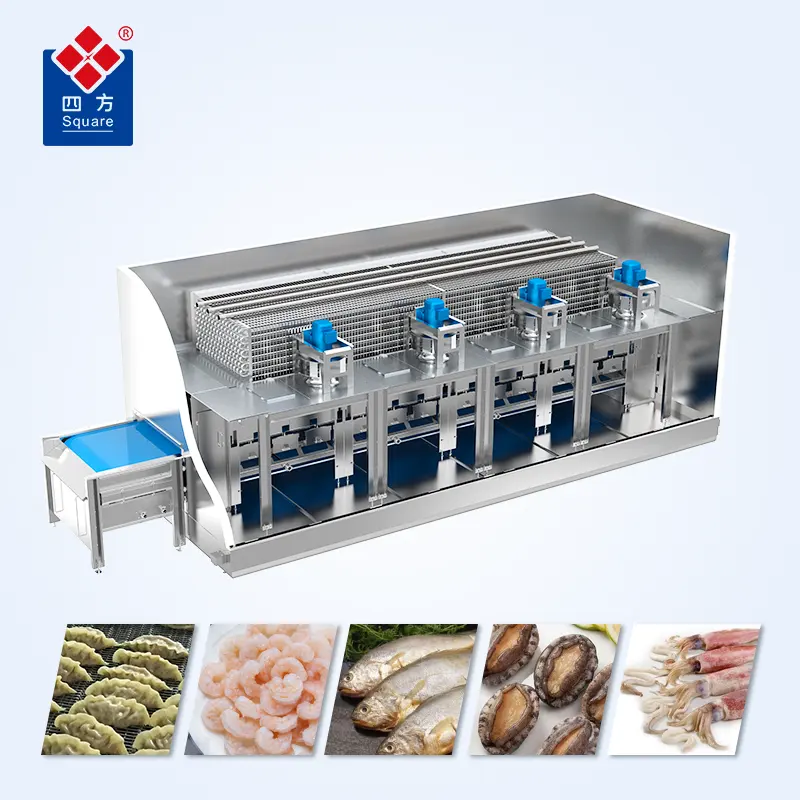 Fabricante de congelador rápido de túnel de impacto industrial iqf nitrogênio peixe legumes morango camarão 100-5000 kg/h