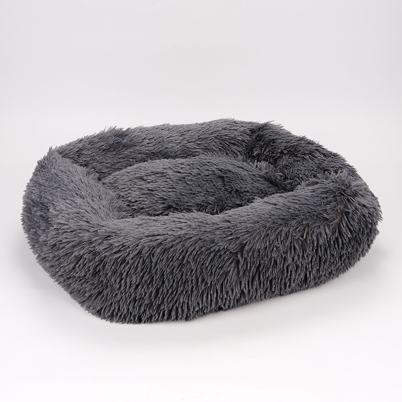Small Soft Donut Faux Square Dog Bed Luxury Washable Plush Fluffy Pet Dog Bed