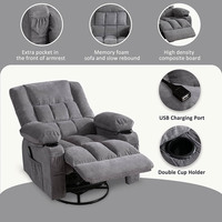 Sillón Reclinable Eléctrico Giratorio de Cuero Moderno con Elevador, Calor y Masaje para Sala de Estar Sofá Esquinero Muebles de Cine en Casa