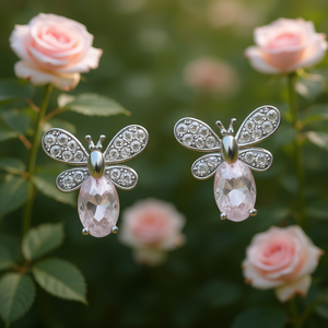 ต่างหูรูปผีเสื้อ เงินแท้ 925 ประดับคริสตัลและเพชรเทียม สำหรับผู้หญิง น่ารัก ใส่ได้ทุกวัน แบบหนีบ - Product Image 2