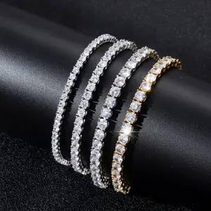 Luxury High Quality 3MM-6MM Iced Gold Tennis Chain Necklace Men Women HipHop Style Bling Diamond Bling Jewelry Tennis Players