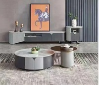Table basse gigogne et meuble TV en marbre de luxe, style moderne et minimaliste, pour salon, durable et facile à nettoyer