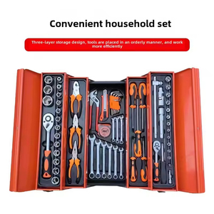 Boîte à outils pliable à trois couches en fer, ensemble combiné de 85 pièces, jeu de douilles pour réparation de machines, pour l'organisation et les travaux de réparation - Product Image 6